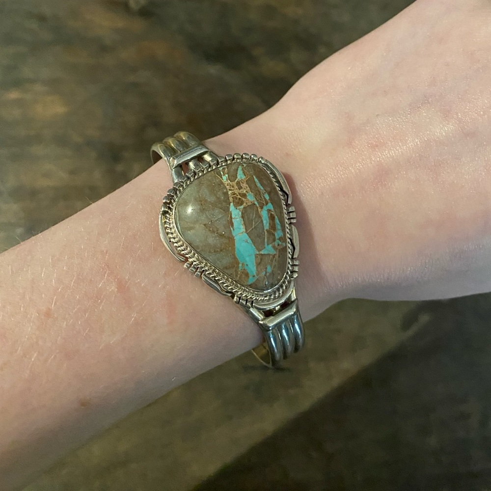 J Nelson Turquoise & Silver Cuff Bracelet - Picture 8 of 9